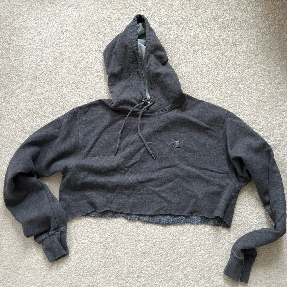 Self cropped champion gray crop top hoodie